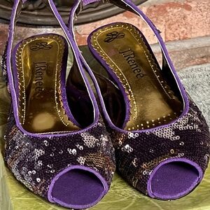 J Renee Belva Purple Sequin Pumps Size 8M